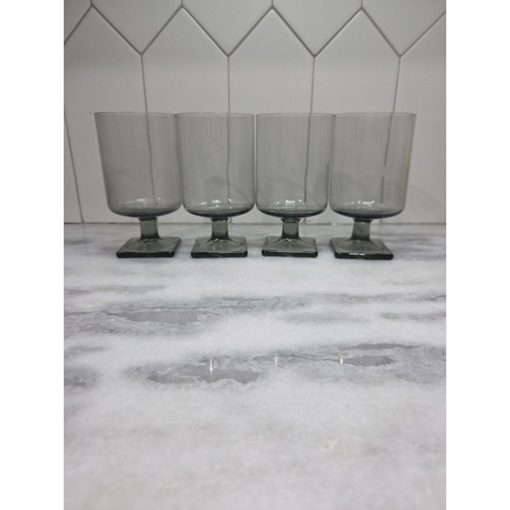 Federal Glass Nordic Midnight Juice Glasses, Set of 4, Square Base, A Monogram‎